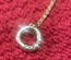 Gold Necklace, Circular Pendant with 4 crystals