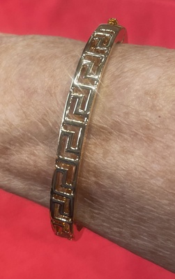 Thick Gold Bracelet, Greek Theme, with clasp